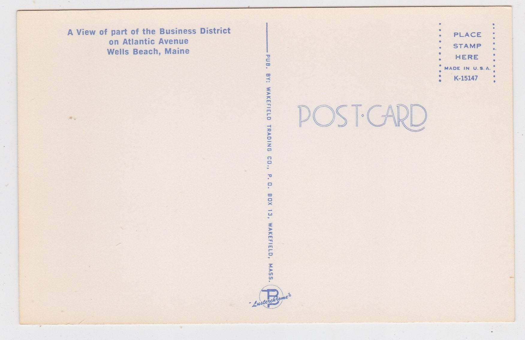 Business District Atlantic Avenue Wells Beach Maine 1960's Chrome Postcard - TulipStuff