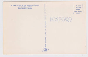 Business District Atlantic Avenue Wells Beach Maine 1960's Chrome Postcard - TulipStuff