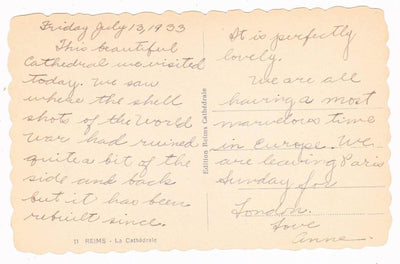 Reims la Cathedrale 1930's French Postcard - TulipStuff