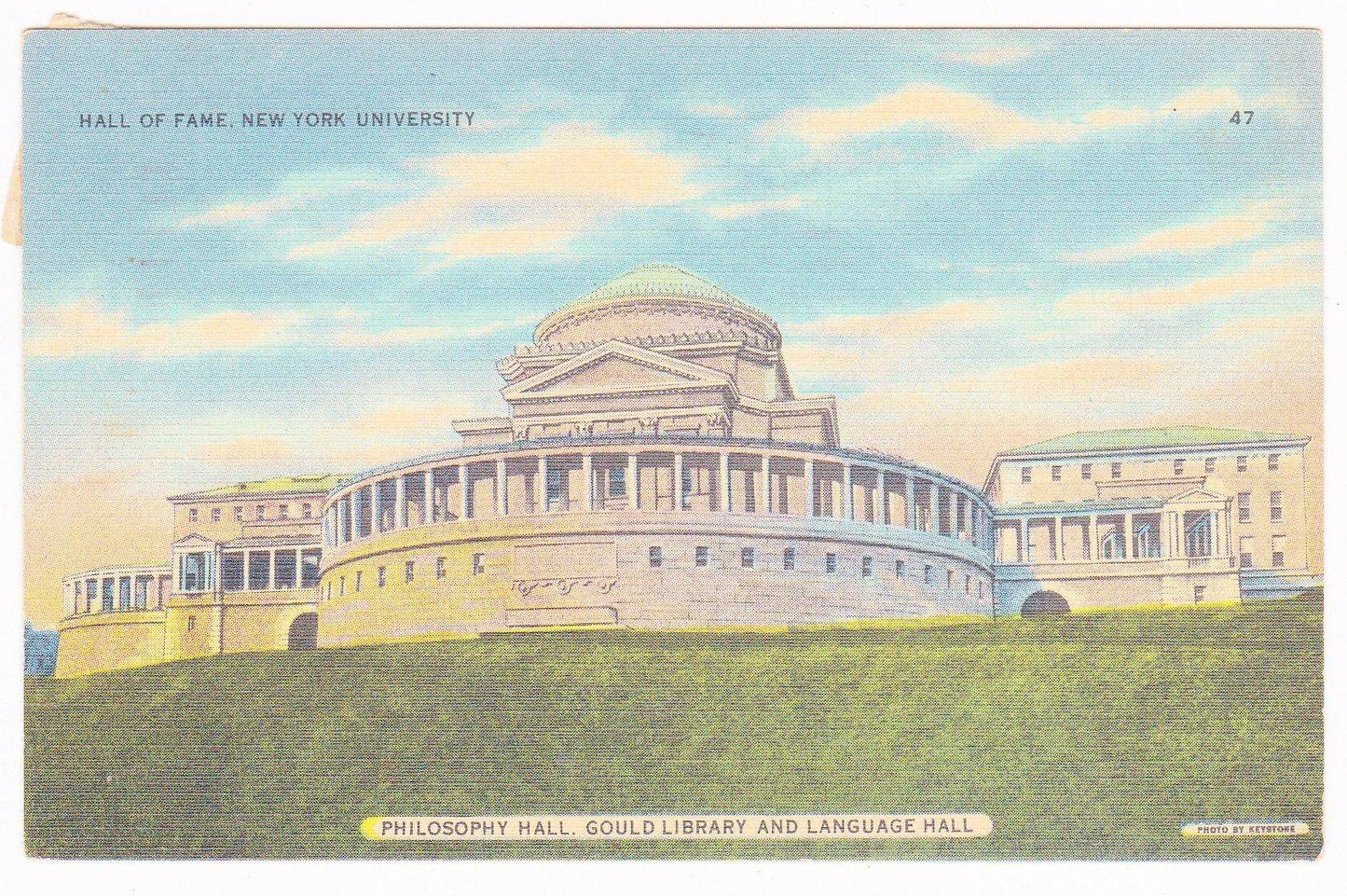 NYU Hall of Fame New York University Philosophy Hall Gould Library Language Hall Bronx 1939 Linen Postcard - TulipStuff