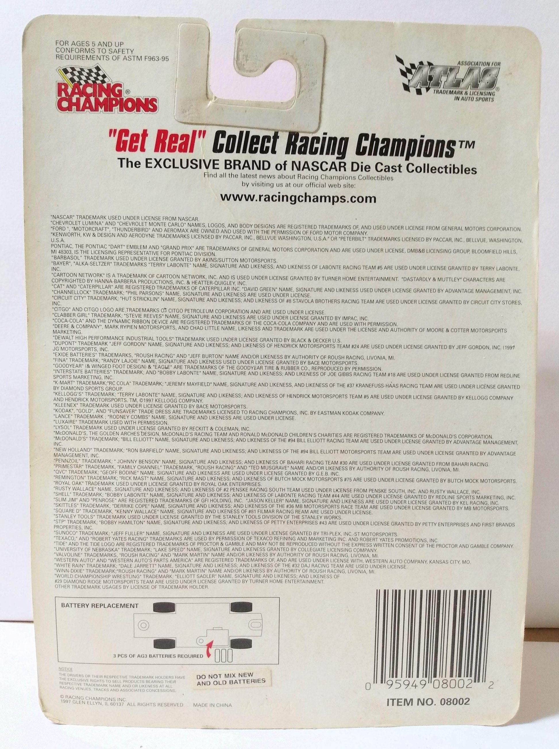 Racing Champions Roaring Racers Sterling Marlin #4 Kodak Film Chevrolet Monte Carlo Stock Car Nascar 1997 - TulipStuff