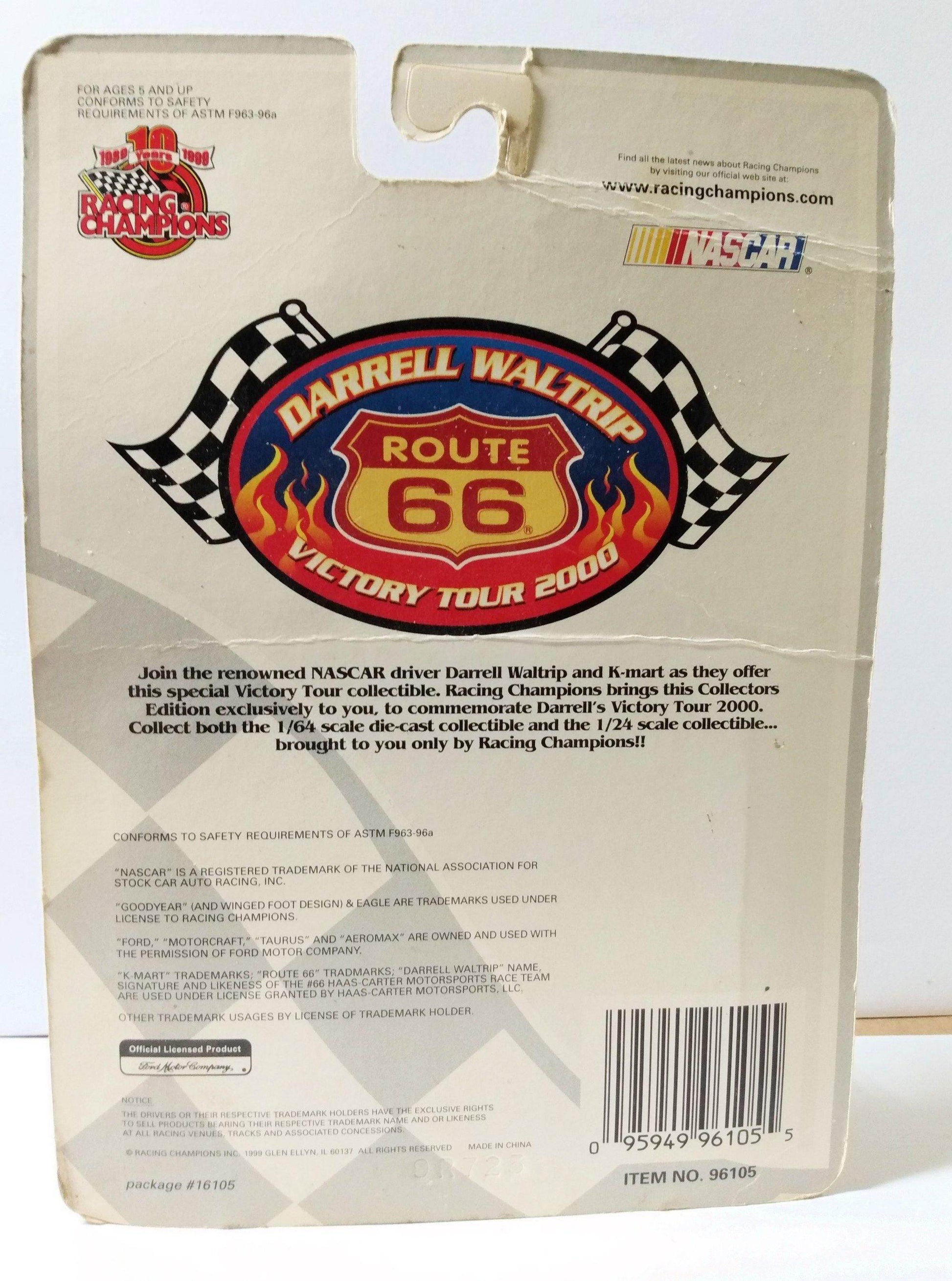 Racing Champions Darrell Waltrip Route 66 Victory Tour 2000 BigK Kmart Ford Taurus Stock Car - TulipStuff