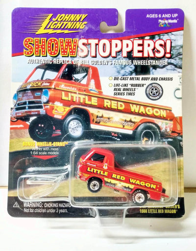 Johnny Lightning Showstoppers Bill Maverick Golden's 1988 Little Red Wagon Wheelstander Pickup - TulipStuff