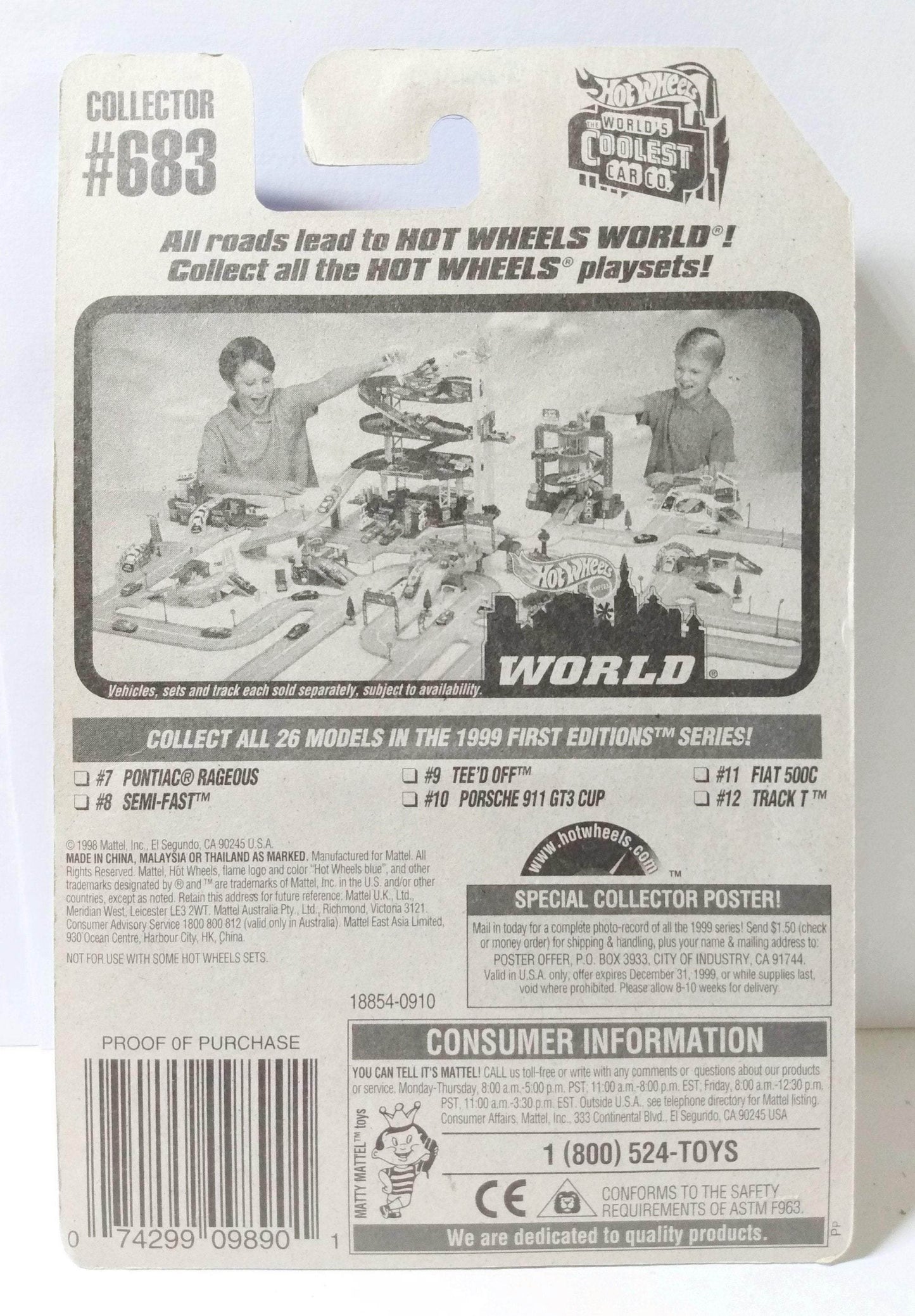 Hot Wheels 1999 First Editions Tee'd Off Collector #683 Diecast Metal Golf Cart - TulipStuff