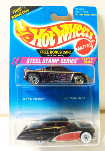 Hot Wheels Steel Stamp Series 2-Pack Steel Passion Zender Fact 4 Diecasts 1995 - TulipStuff