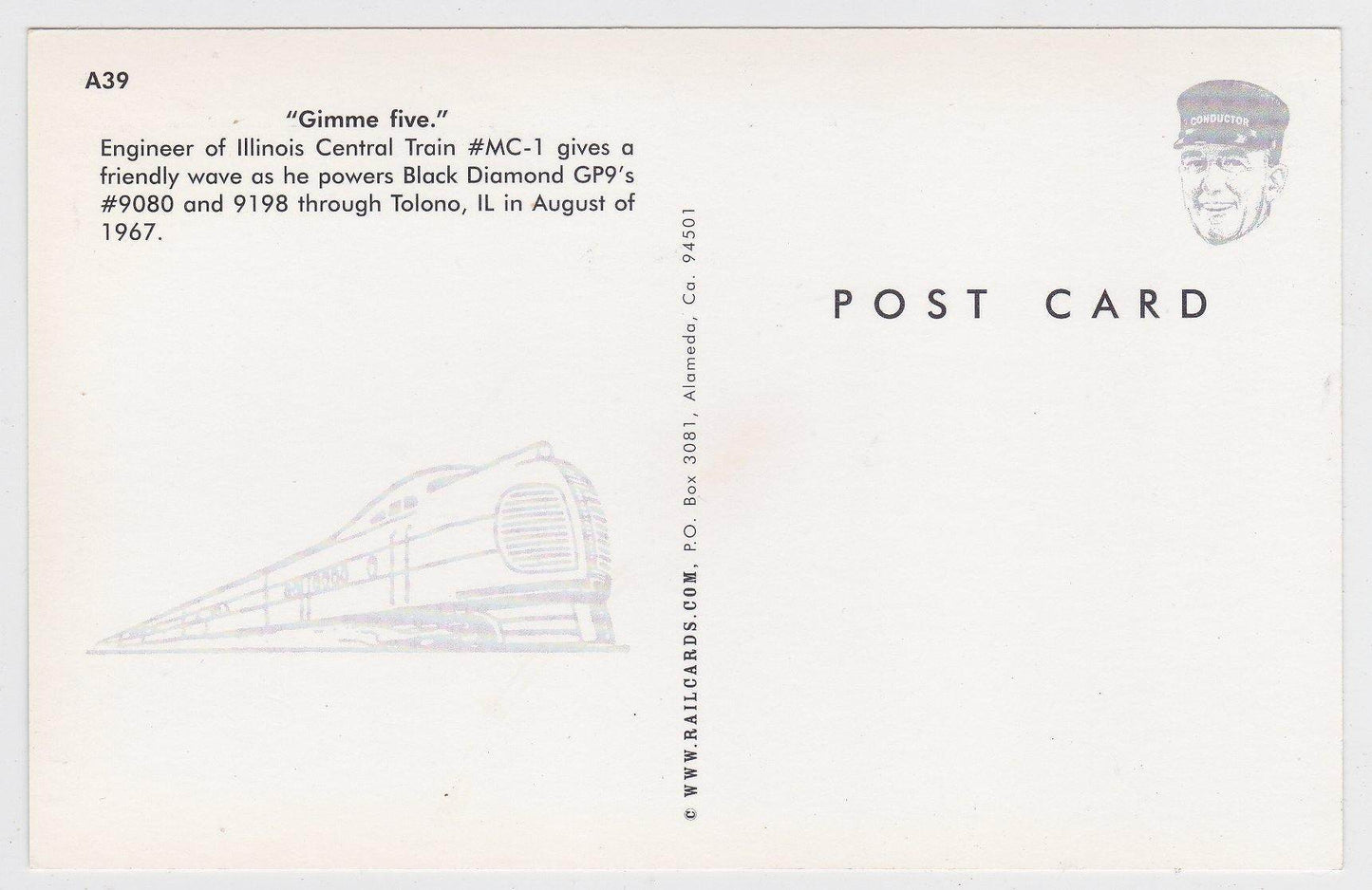 Illinois Central Black Diamond EMD GP9 Locomotive in Tolono IL - TulipStuff