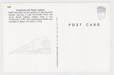Erie Lackawanna EMD SD45 Diesel Locomotive Train Postcard - TulipStuff