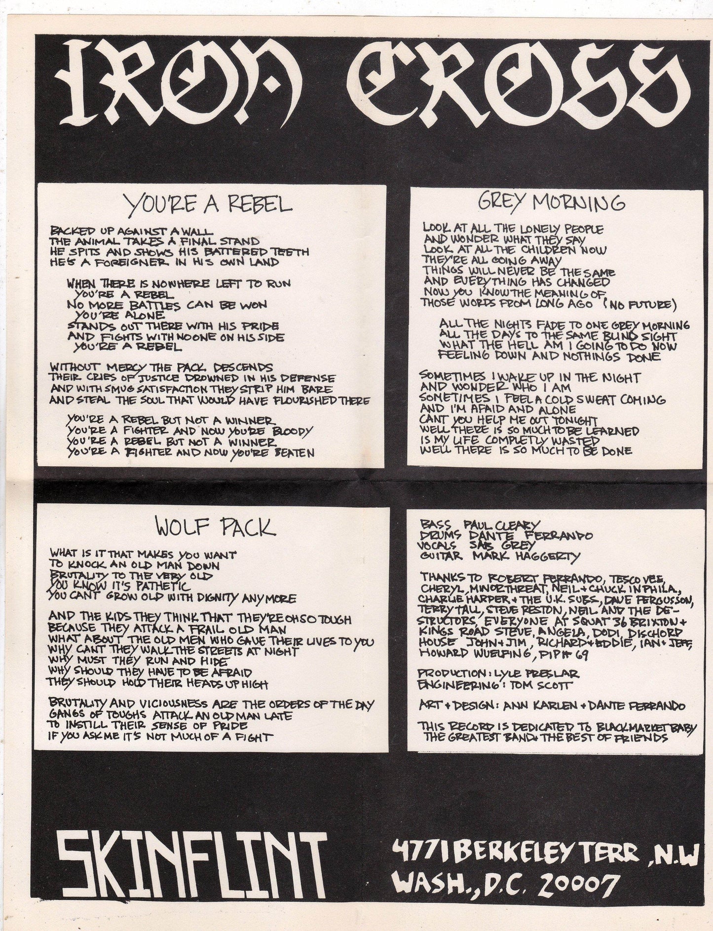 Iron Cross Hated and Proud 7" EP Washington DC Hardcore 1983 - TulipStuff