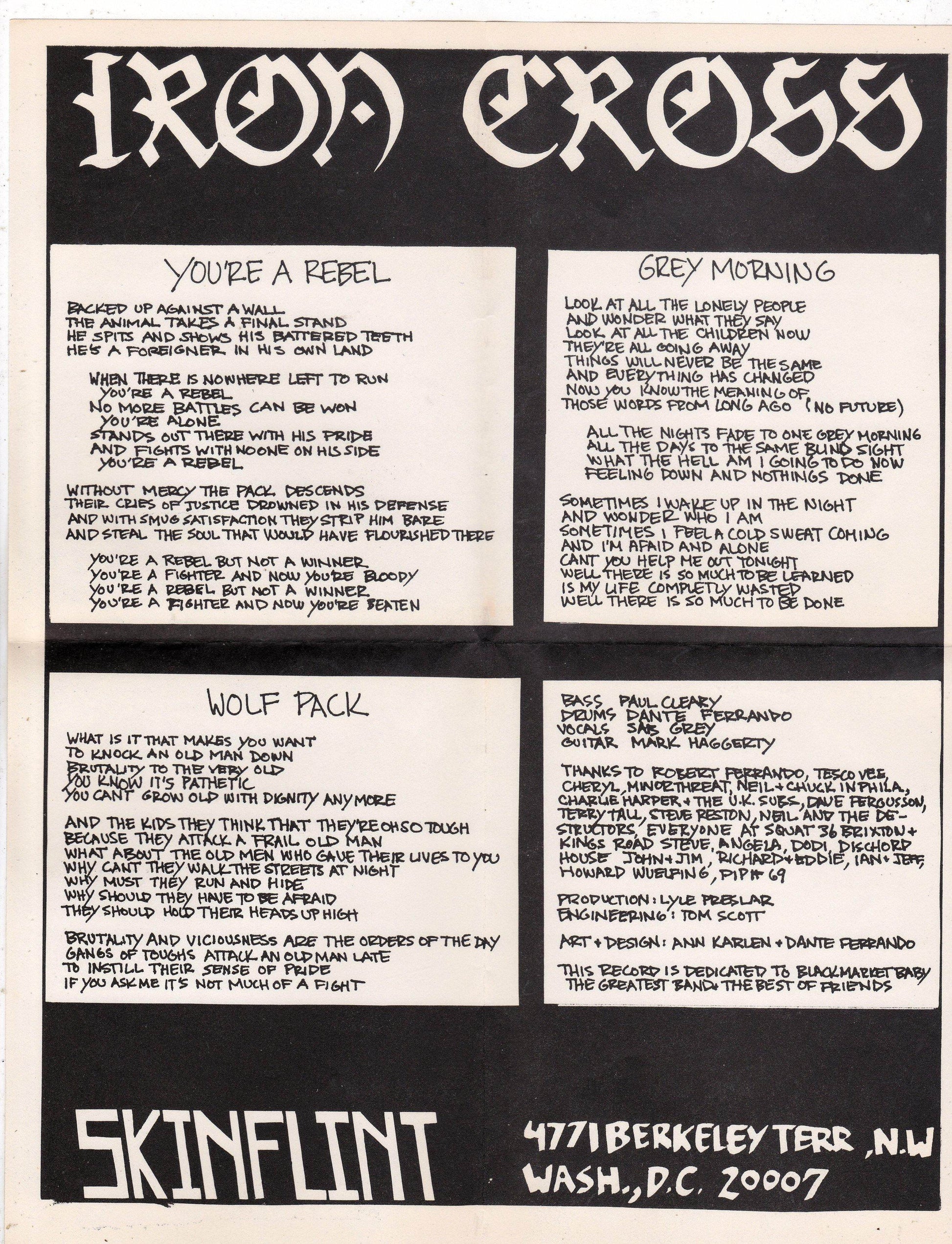 Iron Cross Hated and Proud 7" EP Washington DC Hardcore 1983 - TulipStuff