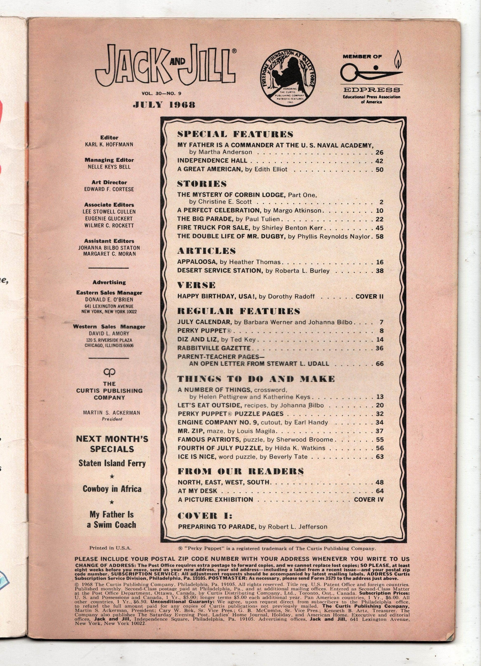 Jack and Jill Magazine Happy Birthday USA Issue July 1968 - TulipStuff