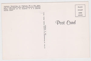 Jackson Wyoming Highway 89 Street Scene 1950's Postcard - TulipStuff
