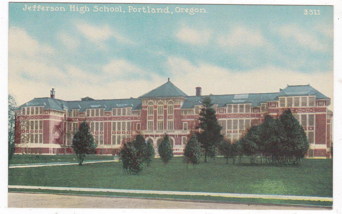 Jefferson High School Portland Oregon 1910's Postcard - TulipStuff