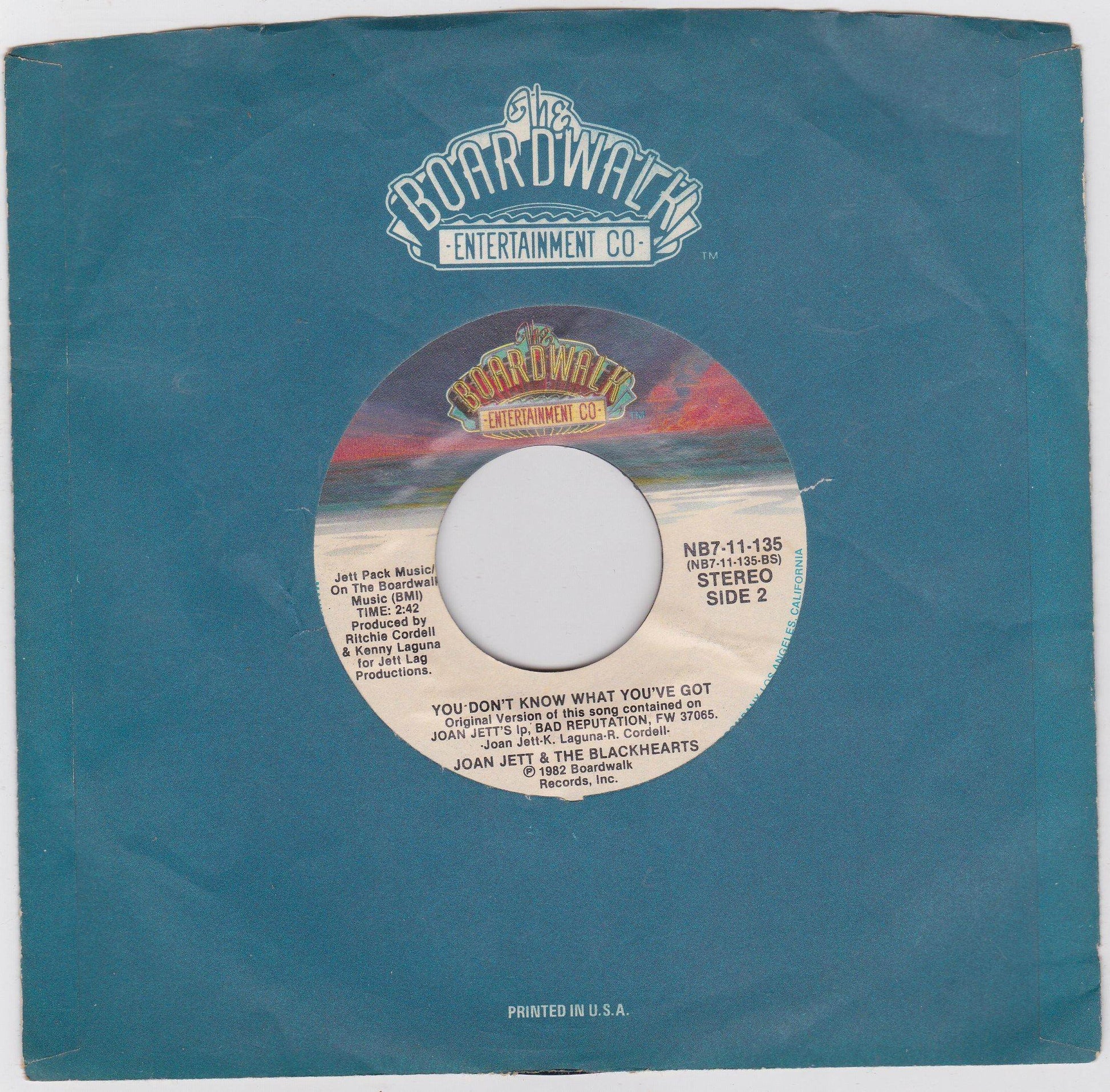 Joan Jett and The Blackhearts I Love Rock 'N Roll 7" Single 1982 - TulipStuff