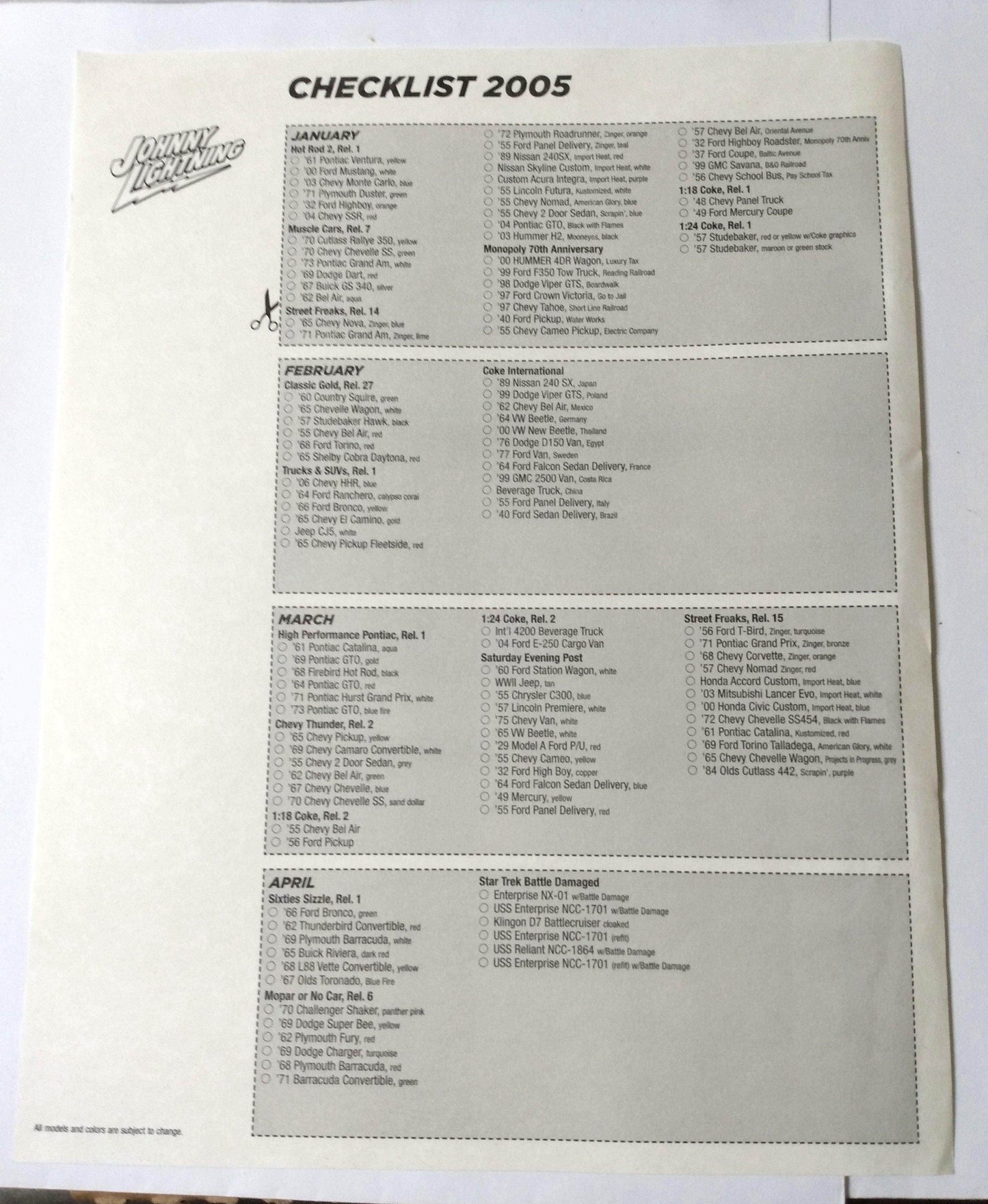 Johnny Lightning Newsflash Diecast Newsletter Issue #43 January 2005 - TulipStuff