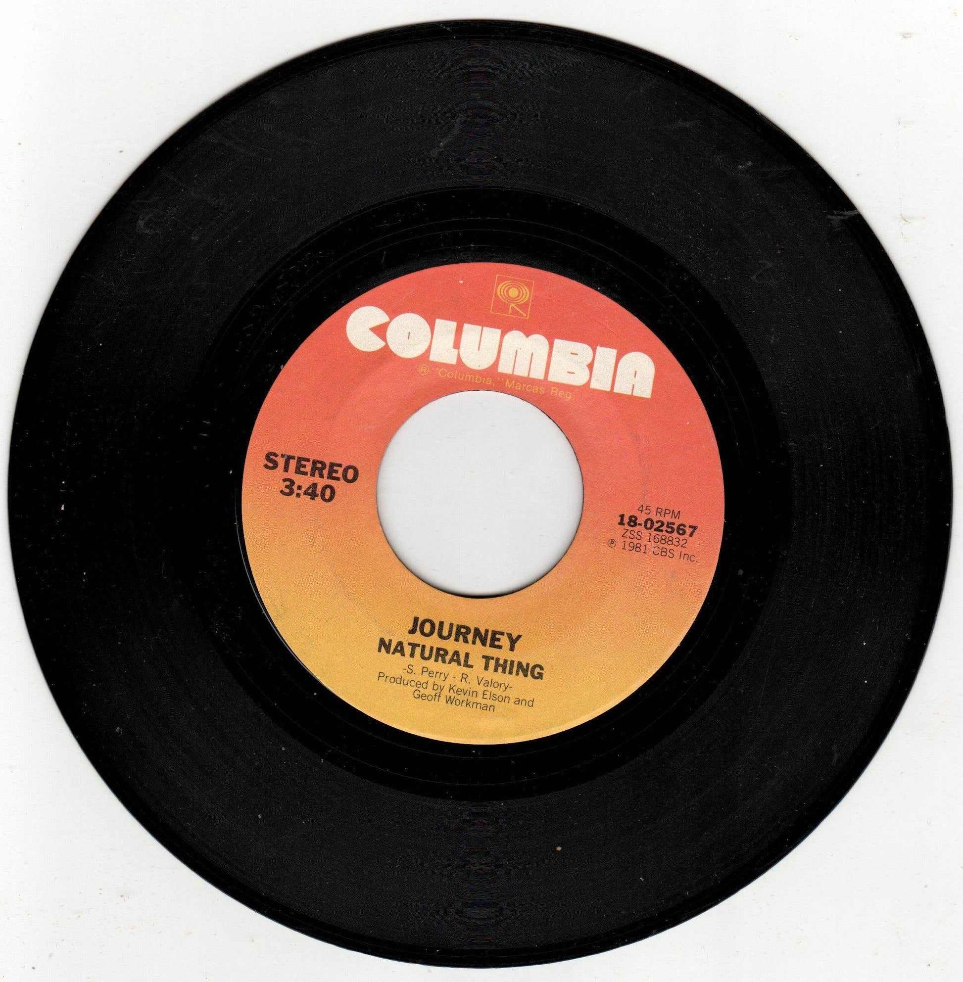 Journey Don't Stop Believin' 7" Vinyl Record Columbia 18-02567 1981 - TulipStuff