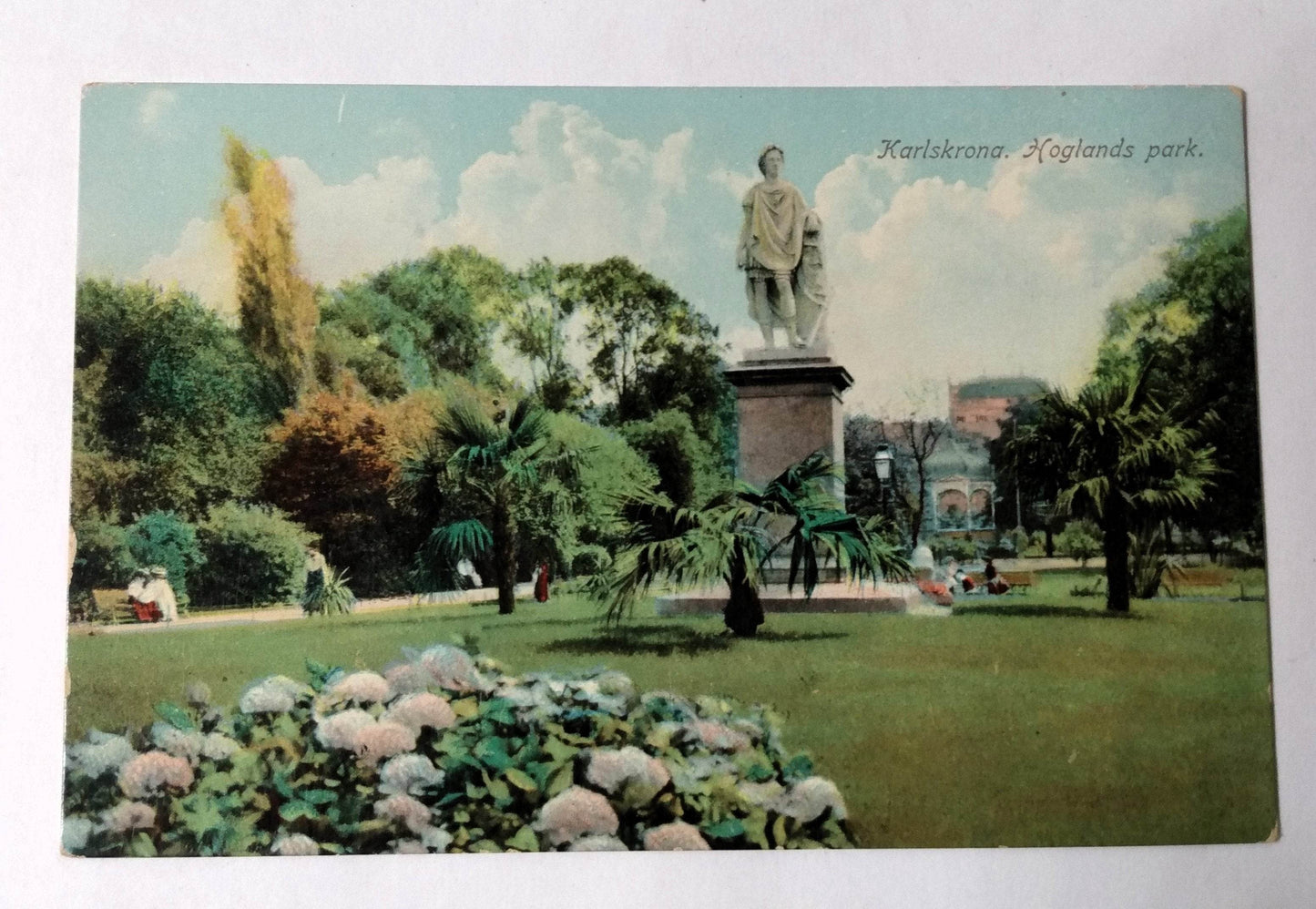 Karlskrona Hoglands Park Karl XIII Statue Sweden 1910's Postcard - TulipStuff