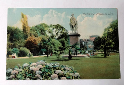 Karlskrona Hoglands Park Karl XIII Statue Sweden 1910's Postcard - TulipStuff