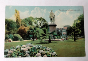 Karlskrona Hoglands Park Karl XIII Statue Sweden 1910's Postcard - TulipStuff