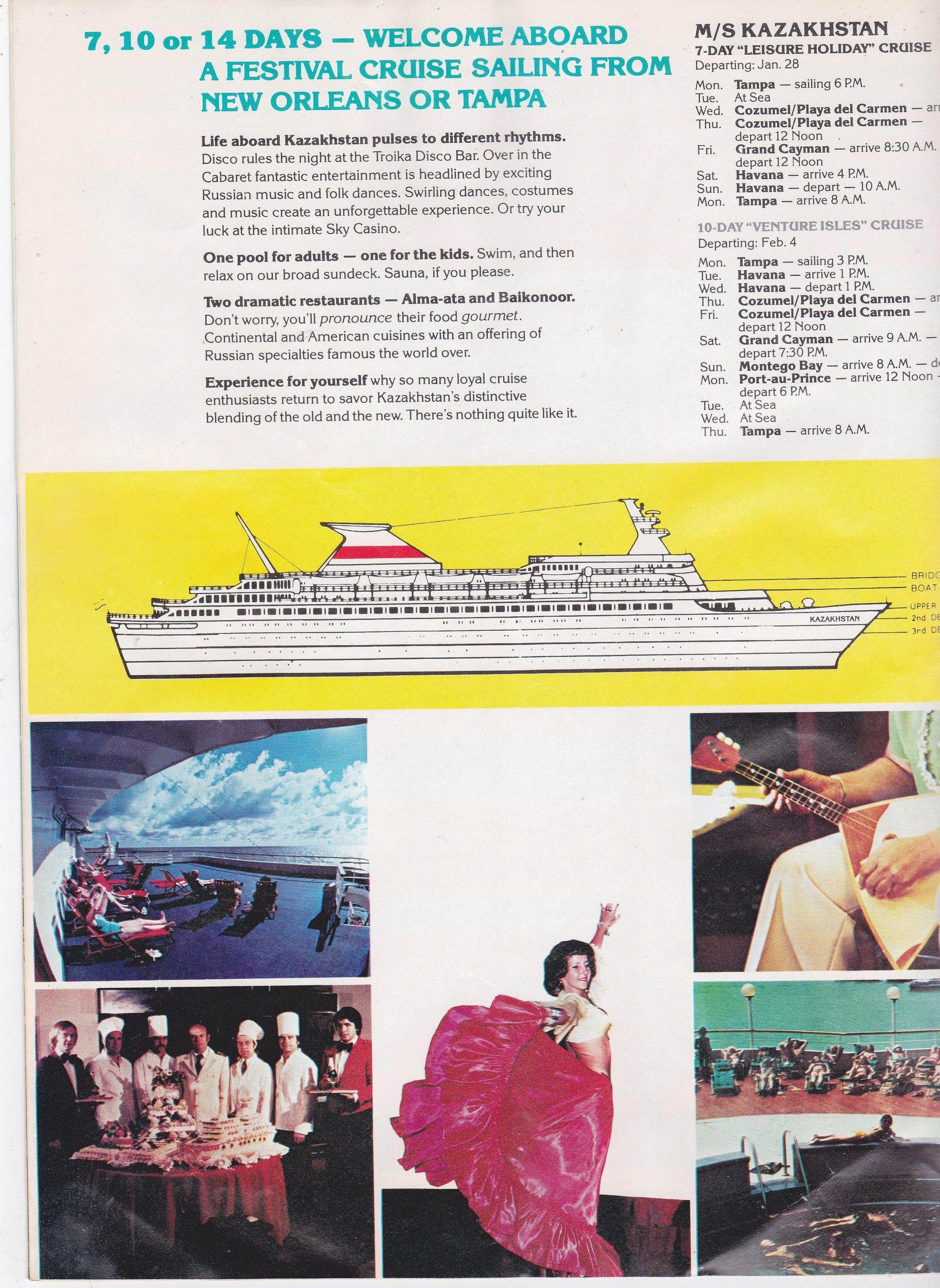 Black Sea Shipping ms Kazakhstan mv Odessa 1979-1980 Caribbean Cruises - TulipStuff