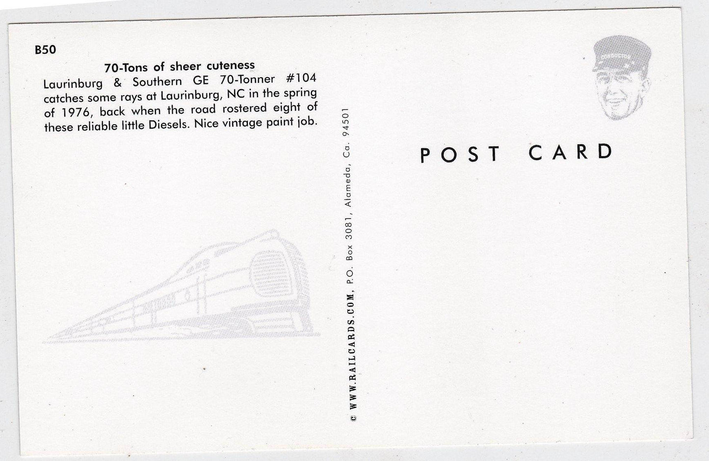 Laurinburg and Southern Railroad GE 70-tonner Diesel Locomotive 1976 - TulipStuff