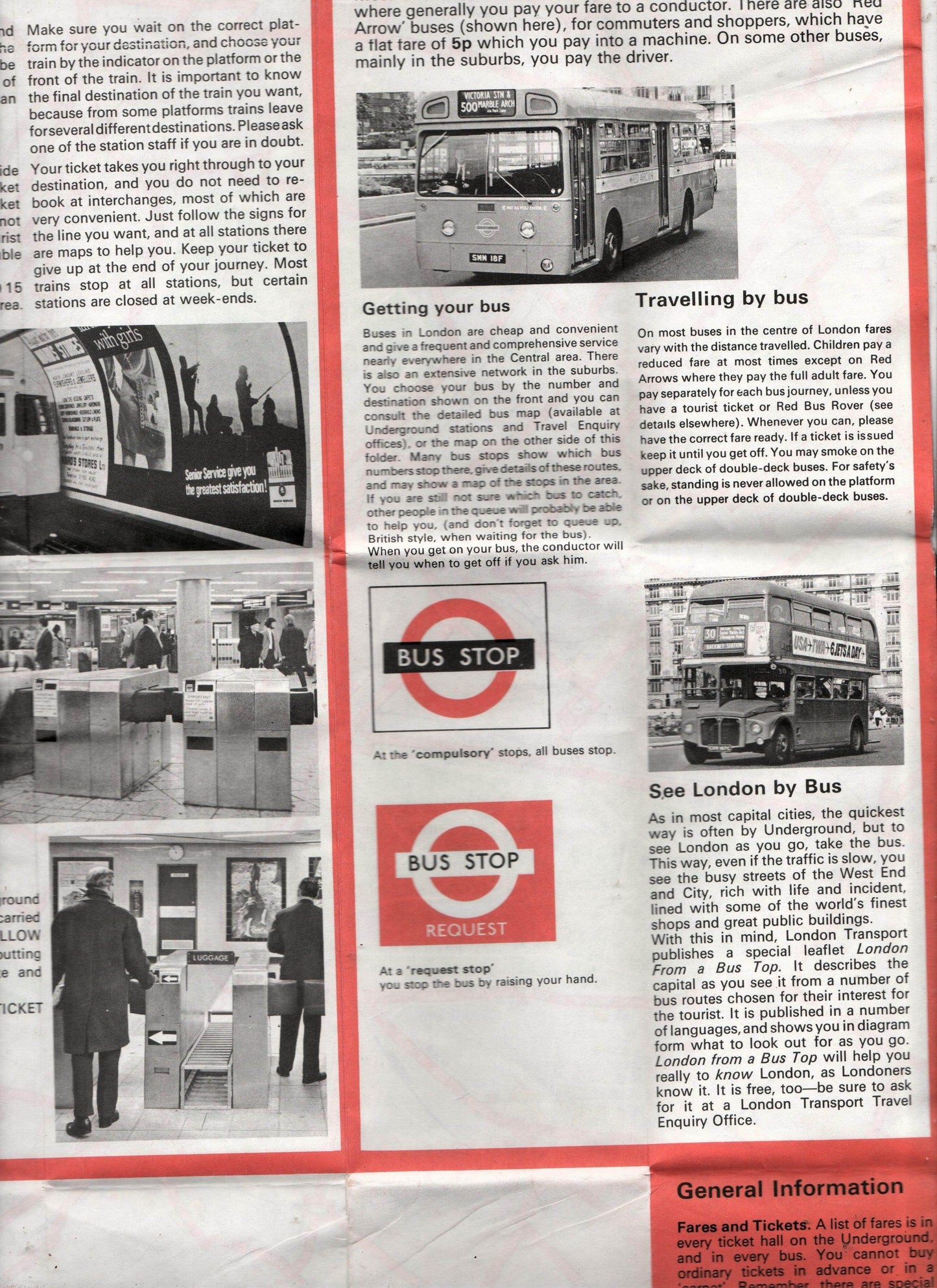 London Transport Tourist Info with Underground Tube and Bus Map 1973 - TulipStuff