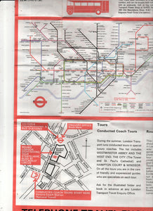London Transport Tourist Info with Underground Tube and Bus Map 1973 - TulipStuff