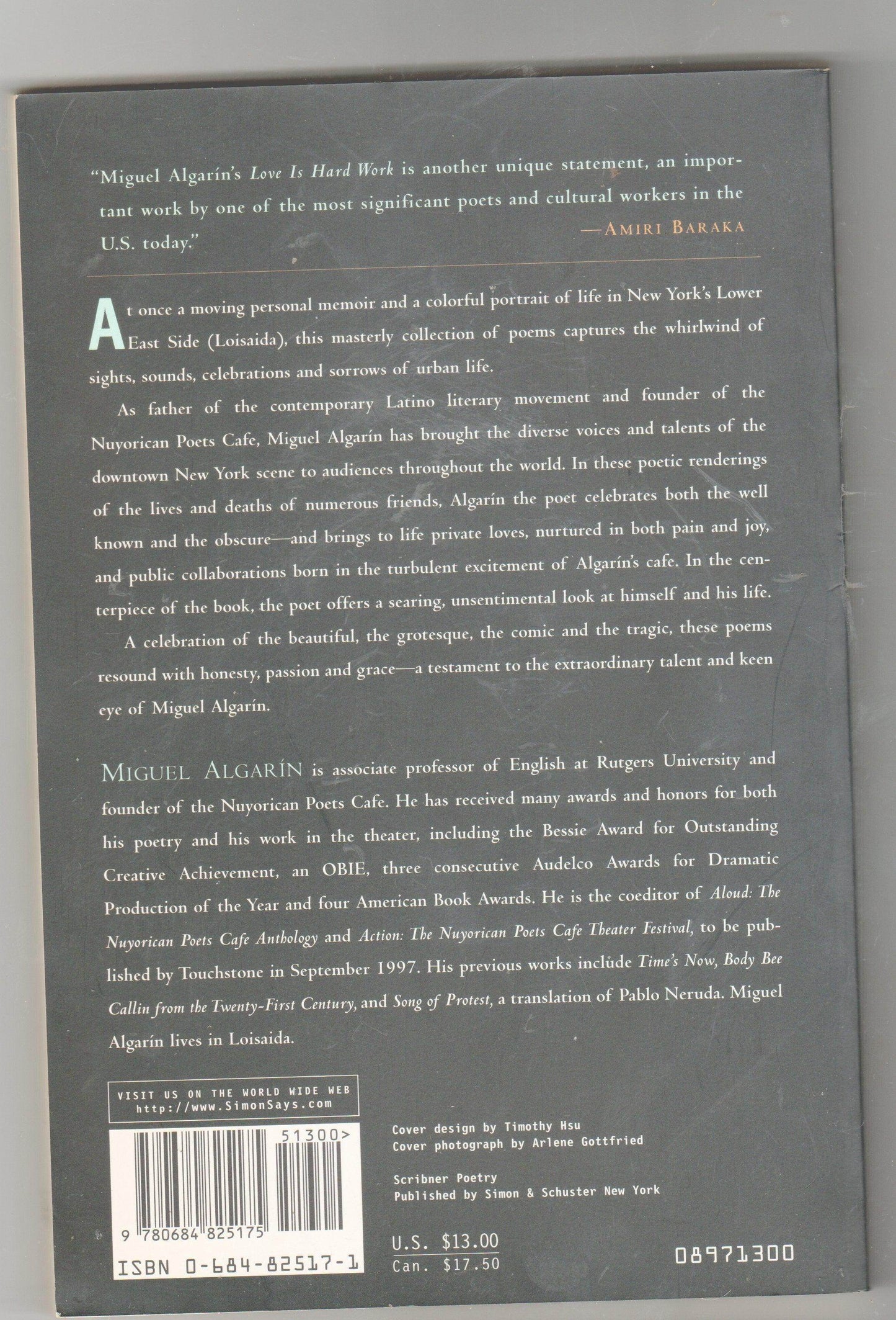 Love Is Hard Work: Memorias de Loisaida Poems Miguel Algarin 1997 - TulipStuff