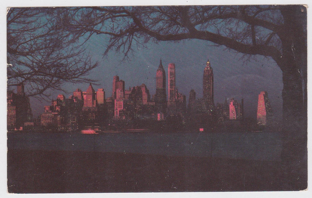 Lower Manhattan Skyline From Governor's Island New York 1950s Postcard - TulipStuff