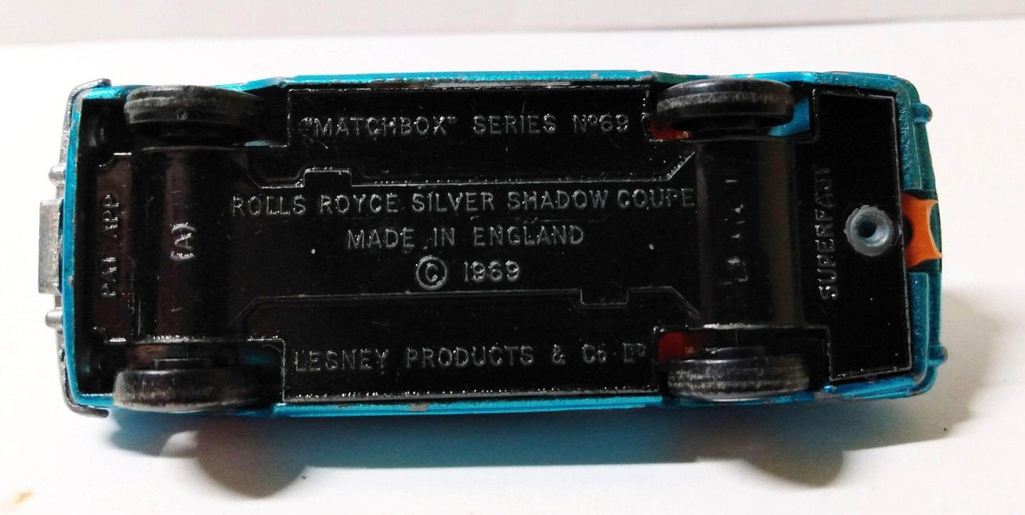 Lesney Matchbox 69 Rolls Royce Silver Shadow Coupe Superfast 1969 - TulipStuff
