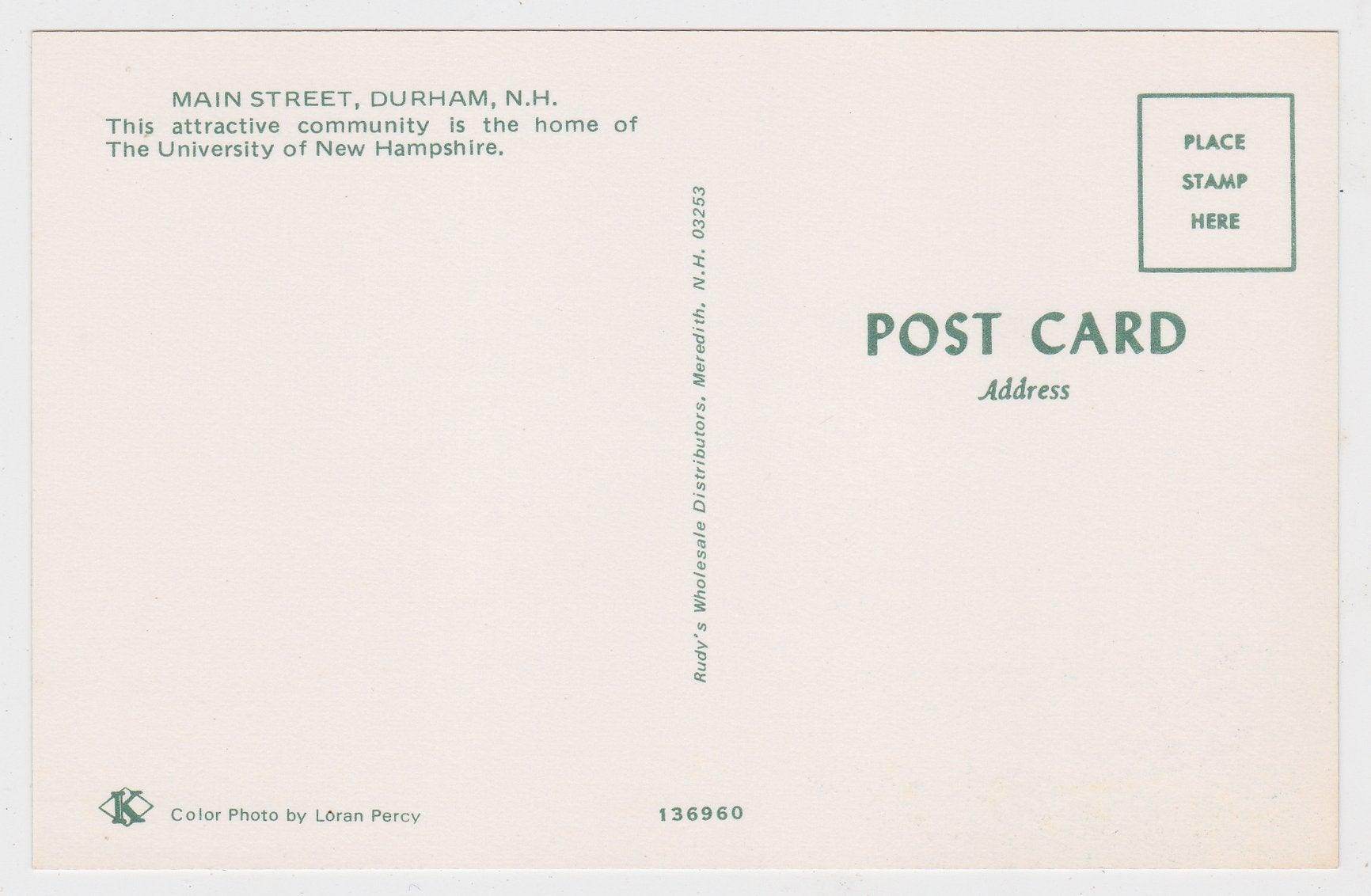 Main Street Durham New Hampshire 1970's Postcard - TulipStuff