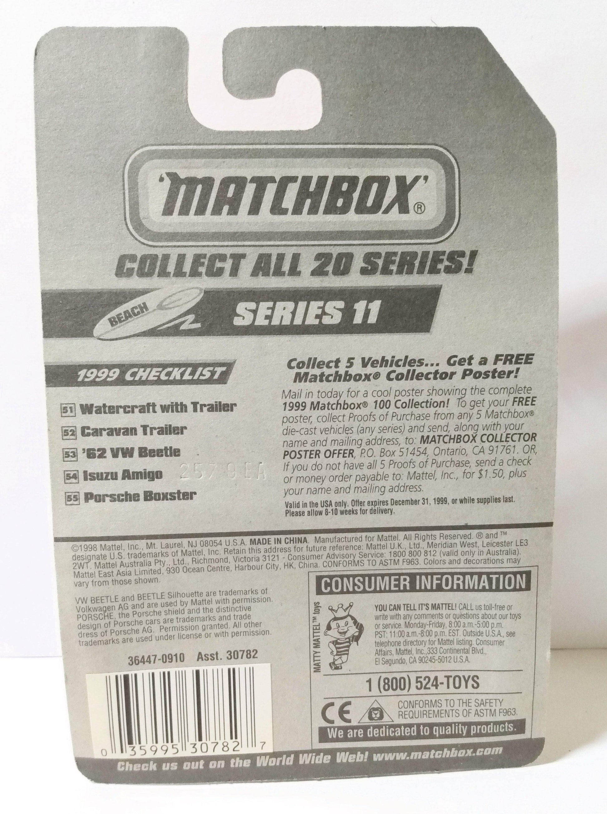 Matchbox 52 Beach Series Caravan Trailer Diecast Metal 1999 - TulipStuff