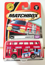 Load image into Gallery viewer, Matchbox #2 Hometown Heroes London Bus Union Jack Tours 2001 - TulipStuff
