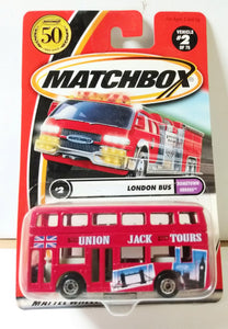 Matchbox #2 Hometown Heroes London Bus Union Jack Tours 2001 - TulipStuff
