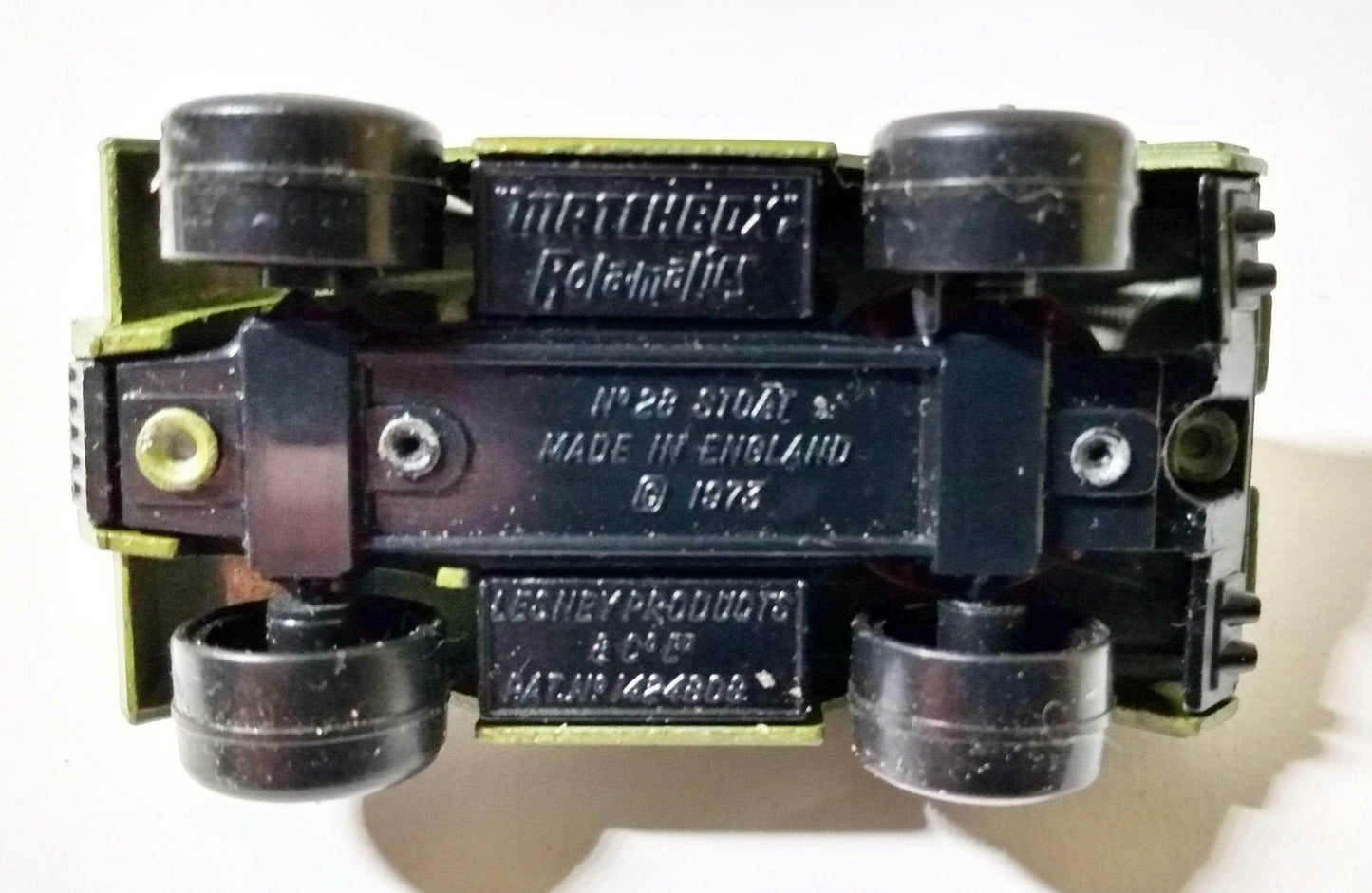 Lesney Matchbox No. 28 Stoat Armored Truck Army Rola-matics 1974 - TulipStuff