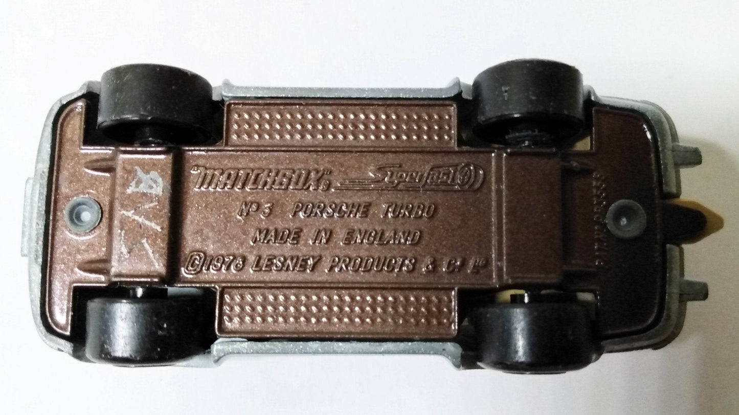 Matchbox 3 Porsche 911 Turbo Silver Brown Base Tan Interior 1979 - TulipStuff