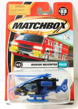 Load image into Gallery viewer, Matchbox 55 Police Mission Helicopter Blue Black 2000 - TulipStuff
