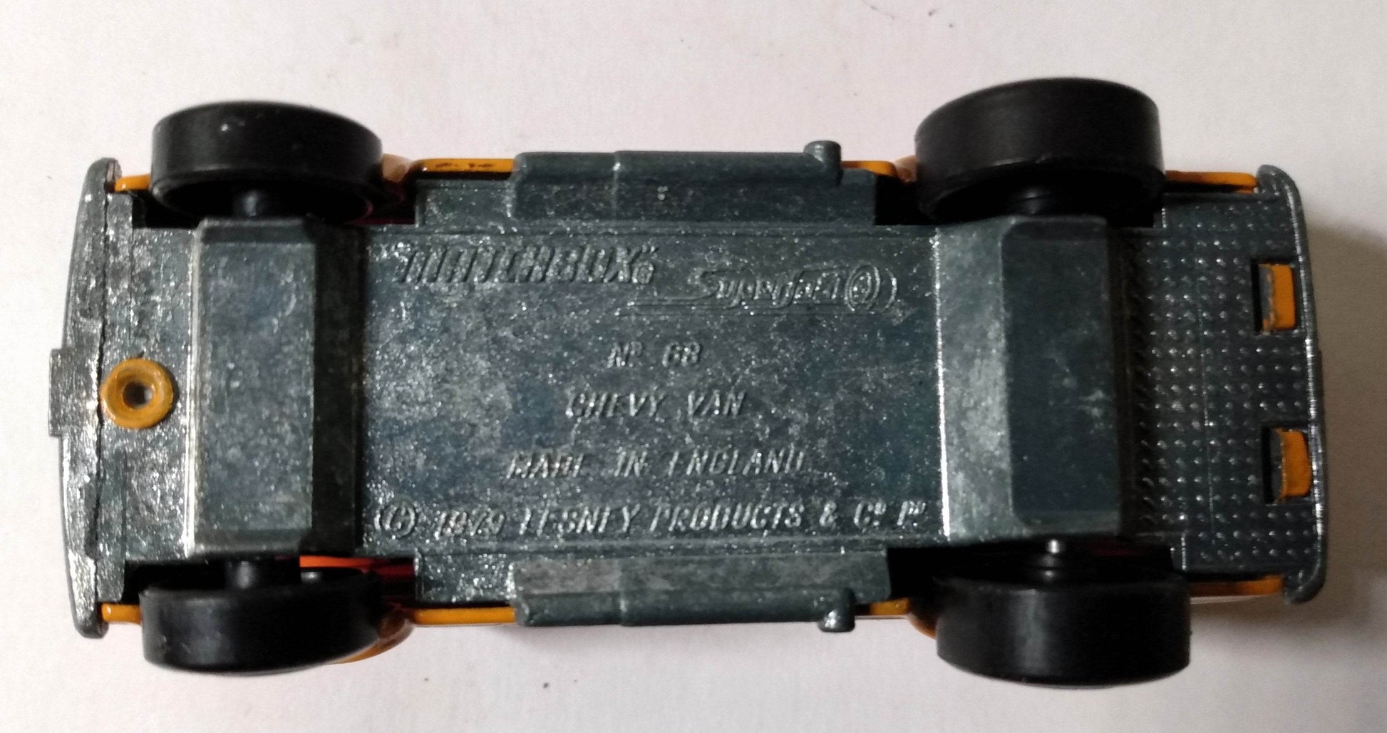 Lesney Matchbox 68 Chevy Van Superfast England 1979 Orange - TulipStuff