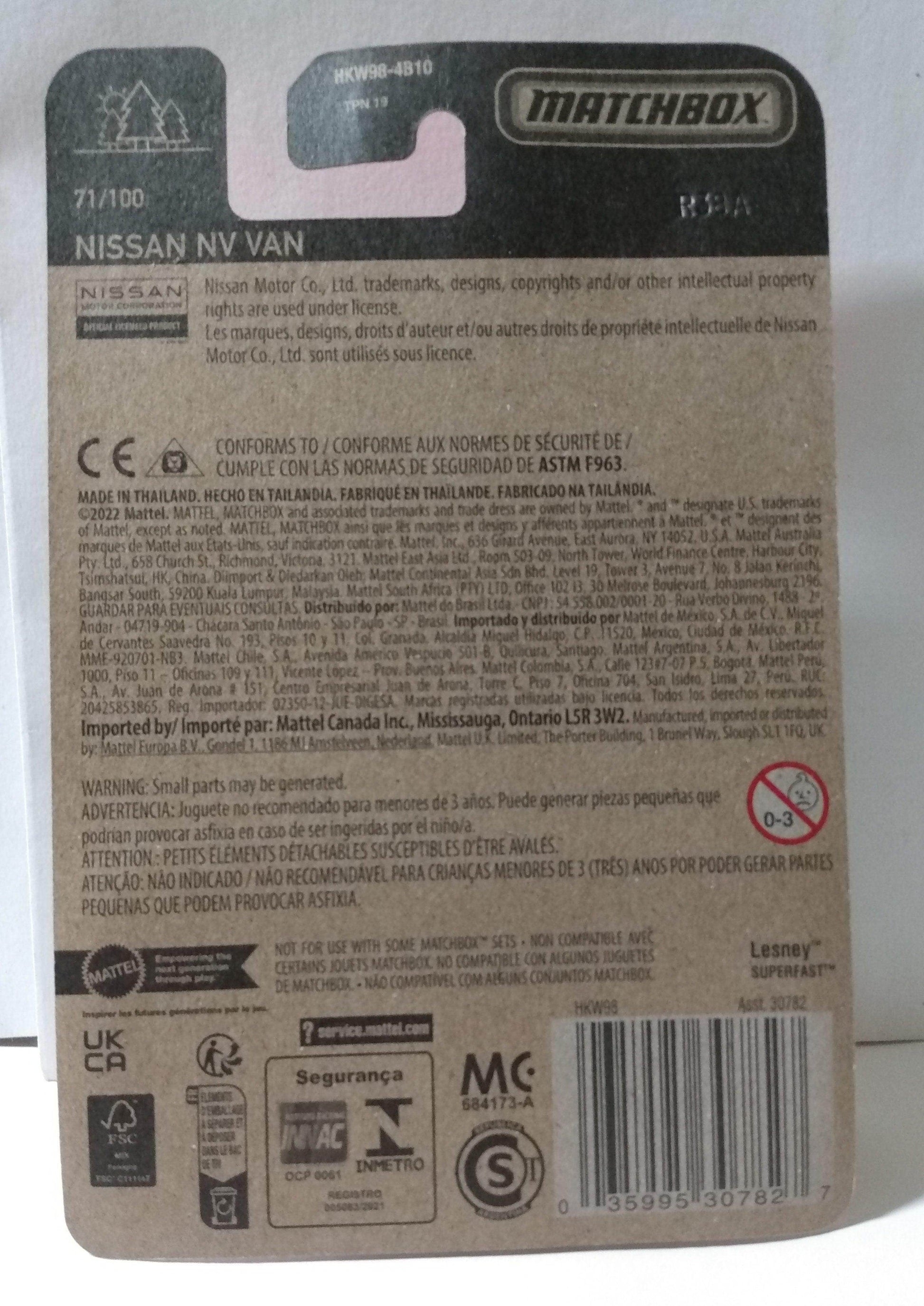 Matchbox 2023 MB71 - 2014 Nissan NV Van Harbor Ferry Transport - TulipStuff