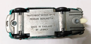 Lesney Matchbox no. 75 Ferrari Berlinetta Wire Wheels Made in England 1965 - TulipStuff