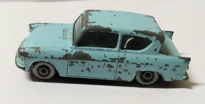 Lesney Matchbox  7 Ford Anglia Light Blue Silver Wheels England 1961 - TulipStuff