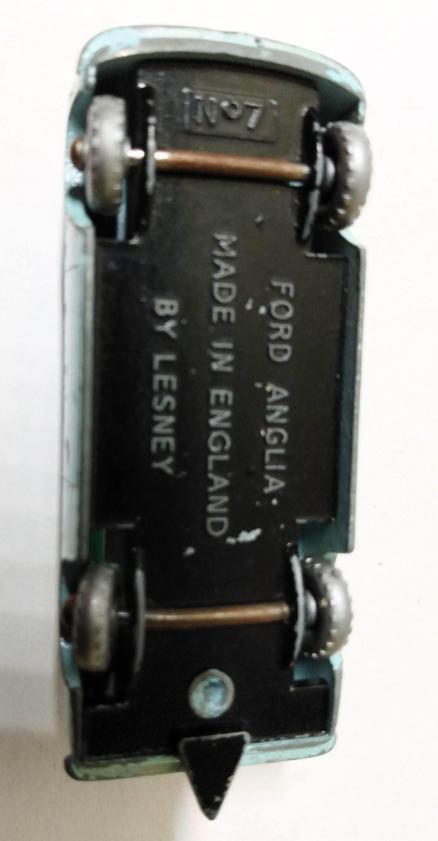 Lesney Matchbox  7 Ford Anglia Light Blue Silver Wheels England 1961 - TulipStuff