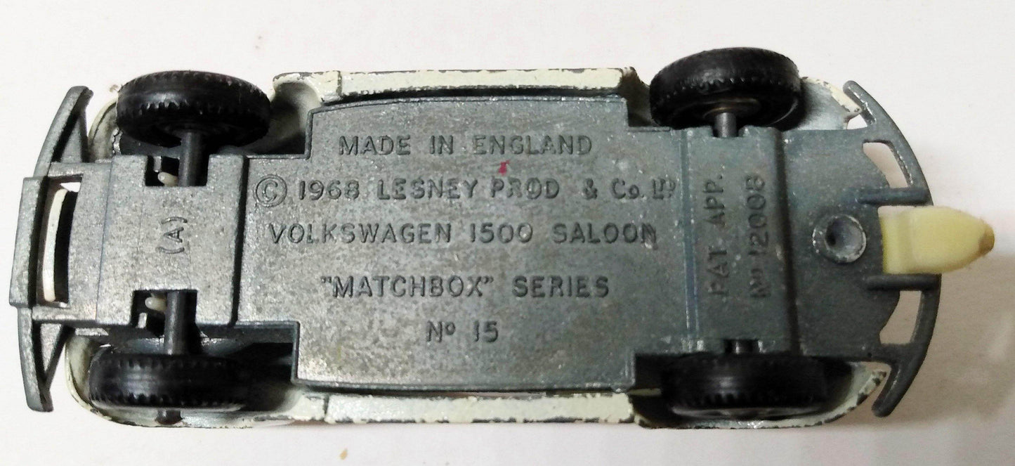 Lesney Matchbox 15 Volkswagen 1500 Saloon VW Beetle England 1968 - TulipStuff
