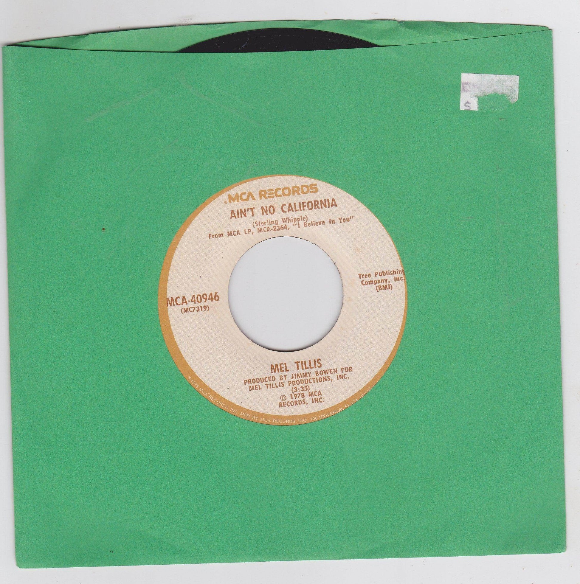 Mel Tillis Ain't No California 7" Vinyl Record Country 1978 - TulipStuff
