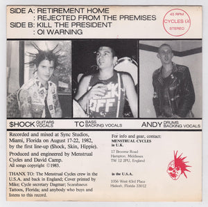 Menstrual Cycles Retirement Home 7" EP Vinyl Record Punk Oi 1983 - TulipStuff