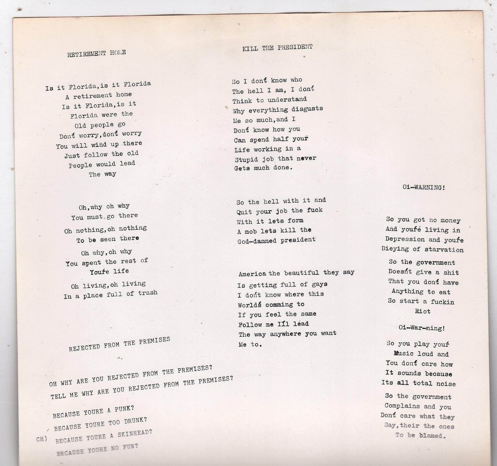 Menstrual Cycles Retirement Home 7" EP Vinyl Record Punk Oi 1983 - TulipStuff