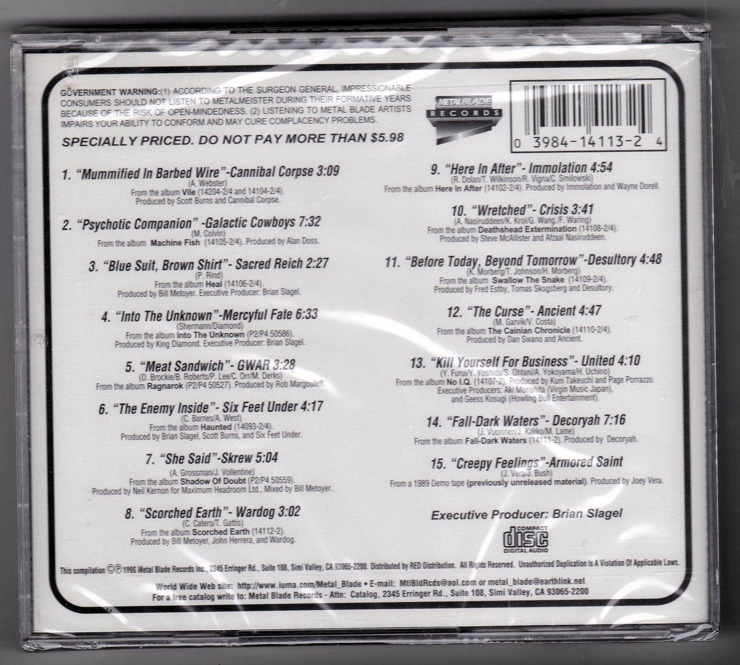 Metalmeister Domestic Metal Blade Records Compilation CD 1996 - TulipStuff