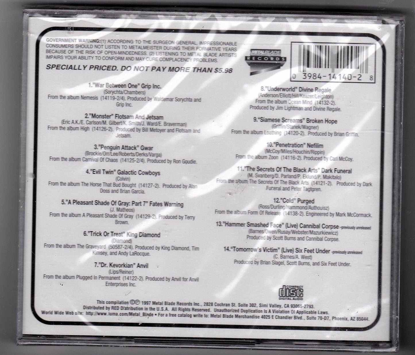 Metalmeister Volume 2 Metal Blade Records Compilation CD 1997 - TulipStuff