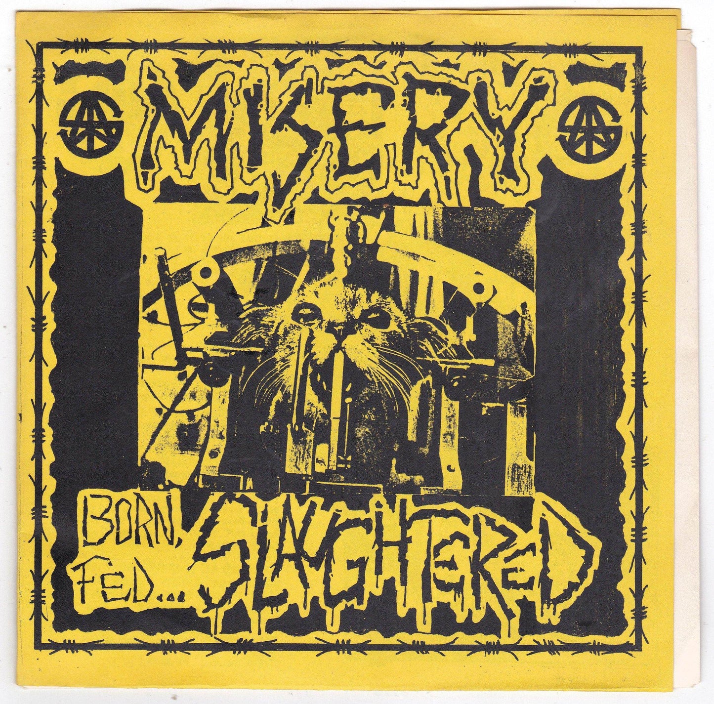 Misery Born Fed Slaughter 7" 45 RPM Vinyl Record 1989 Crust Punk - TulipStuff