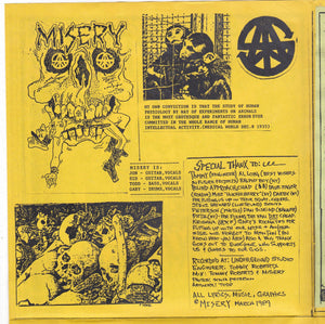 Misery Born Fed Slaughter 7" 45 RPM Vinyl Record 1989 Crust Punk - TulipStuff
