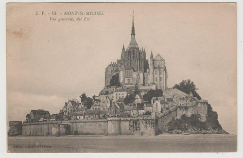 Mont St Michel Vue Generale Cote Est France Postcard 1910's - TulipStuff